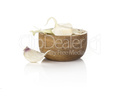 Fresh young garlic isolated on white