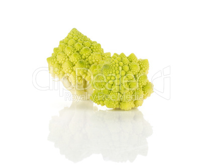 Fresh green romanesco cauliflower isolated on white