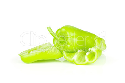 Fresh raw light green pepper isolated on white