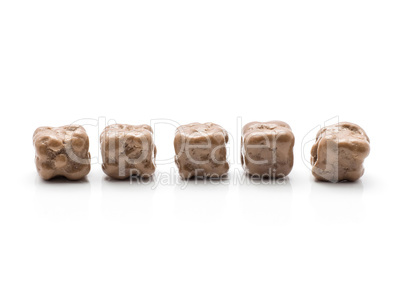 Coconut cubes isolated on white