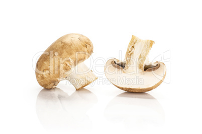 Fresh raw brown champignons isolated on white