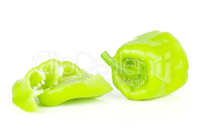 Fresh raw light green pepper isolated on white