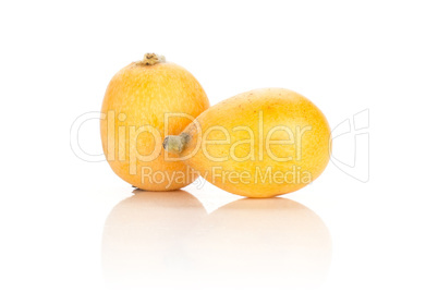 Fresh raw orange japanese loquat isolated on white