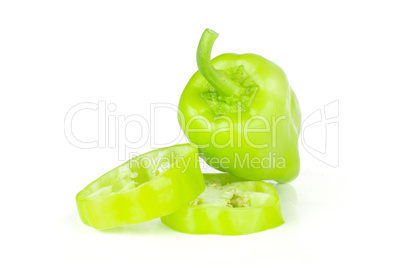 Fresh raw light green pepper isolated on white