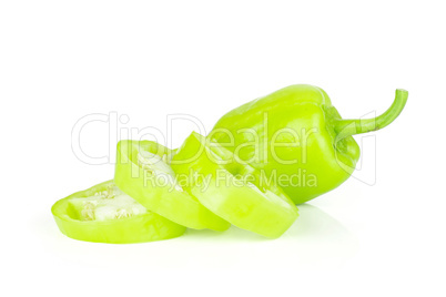 Fresh raw light green pepper isolated on white