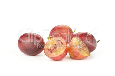 Fresh raw red gooseberry isolated on white