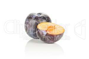 Red Blue Plums isolated on white