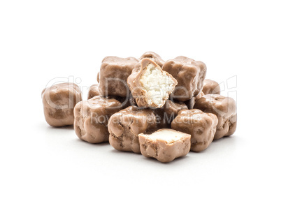 Coconut cubes isolated on white