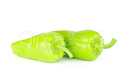 Fresh raw light green pepper isolated on white