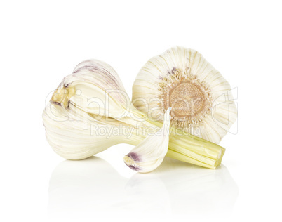 Fresh young garlic isolated on white