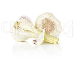 Fresh young garlic isolated on white