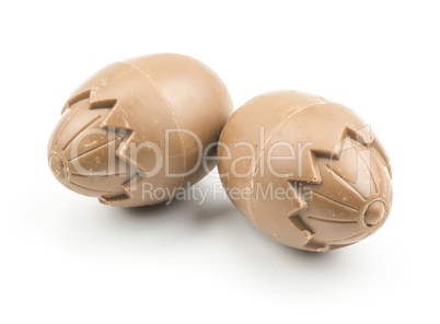 Chocolate eggs isolated on white