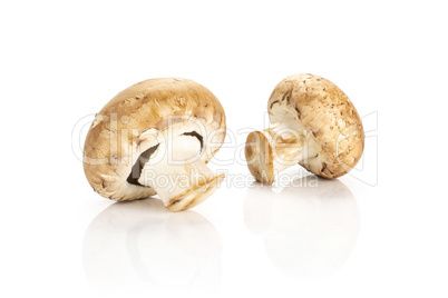 Fresh raw brown champignons isolated on white