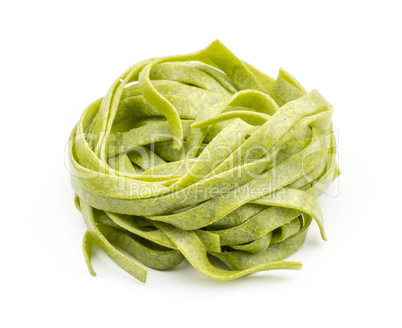 Raw fresh Fettuccine isolated on white