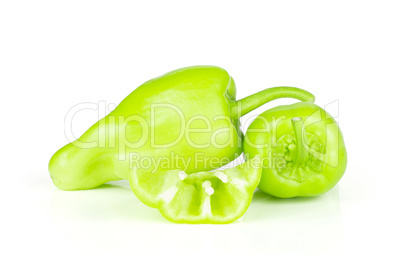 Fresh raw light green pepper isolated on white