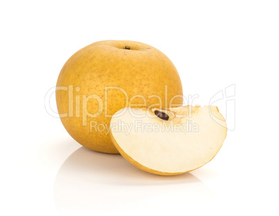 Fresh Nashi golden pear isolated on white