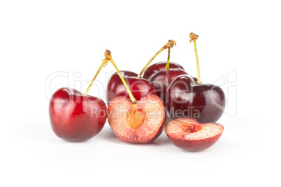 Fresh raw sweet red cherry isolated on white