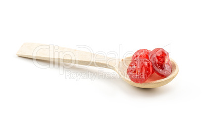 Dried red cherries isolated on white