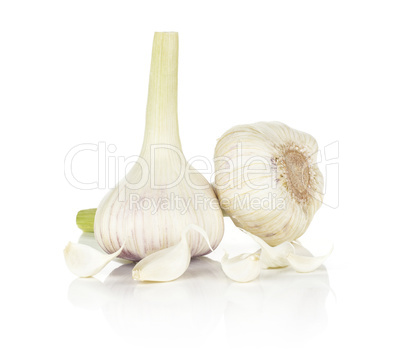 Fresh young garlic isolated on white