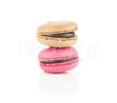 Colourful French macaron (macroon) isolated on white