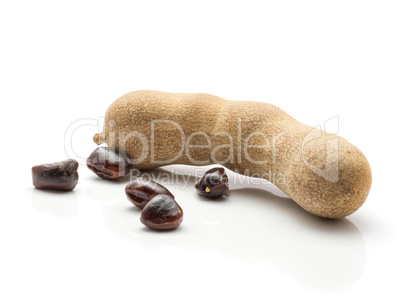 Tamarind fruit isolated on white