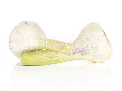 Fresh young garlic isolated on white