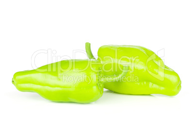 Fresh raw light green pepper isolated on white