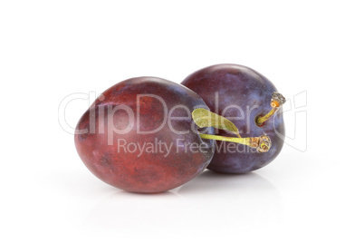 Fresh Raw vibrant plums isolated on white