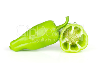 Fresh raw light green pepper isolated on white