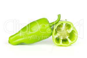 Fresh raw light green pepper isolated on white