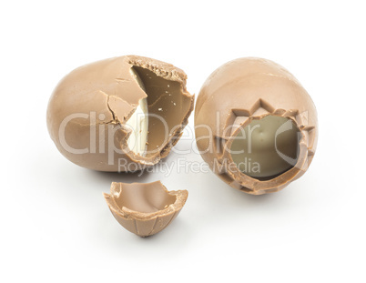 Chocolate eggs isolated on white