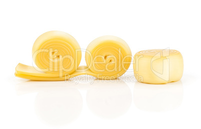 Slavic type of cheese isolated on white