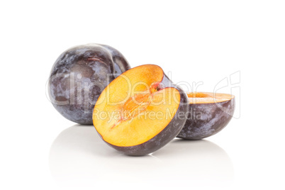 Red Blue Plums isolated on white