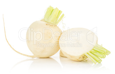 Fresh white radish isolated on white