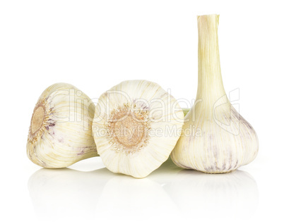 Fresh young garlic isolated on white