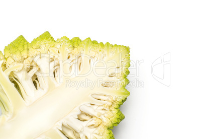 Fresh green romanesco cauliflower isolated on white