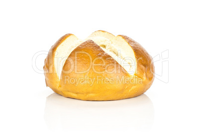 Fresh Bavarian bread bun isolated on white