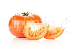 Fresh raw Tomato (La Parcela variety) isolated on white