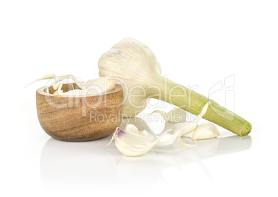 Fresh young garlic isolated on white