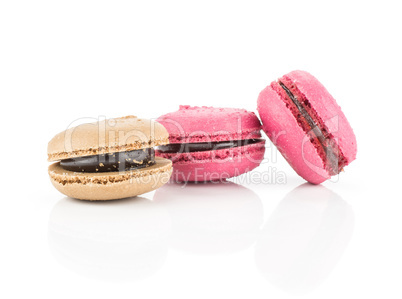 Colourful French macaron (macroon) isolated on white