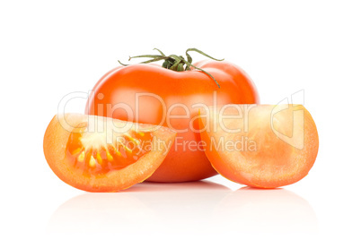 Fresh raw Tomato (La Parcela variety) isolated on white