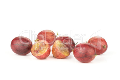 Fresh raw red gooseberry isolated on white