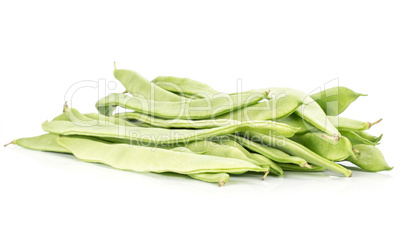 Fresh Flat Green Bean isolated on white