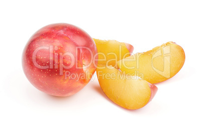 Fresh Red Plum isolated on white