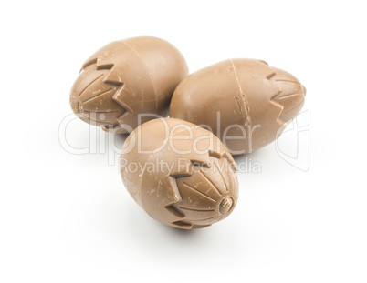 Chocolate eggs isolated on white