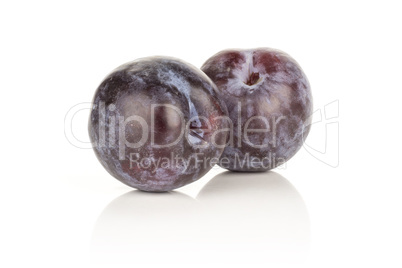 Red Blue Plums isolated on white