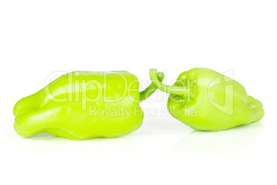 Fresh raw light green pepper isolated on white