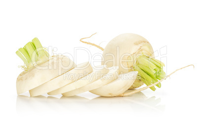 Fresh white radish isolated on white