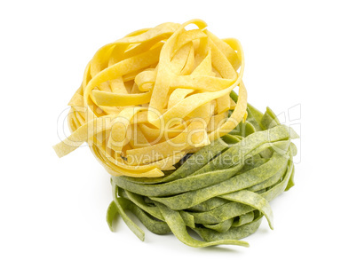 Raw fresh Fettuccine isolated on white