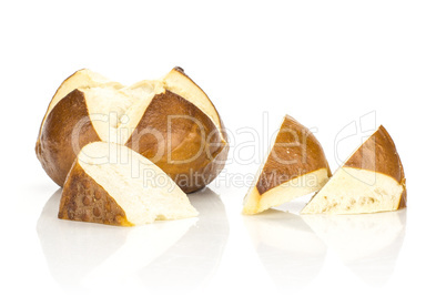 Fresh Bavarian bread bun isolated on white